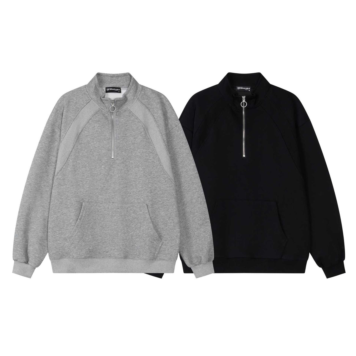 Simple solid color stand up collar design hoodie