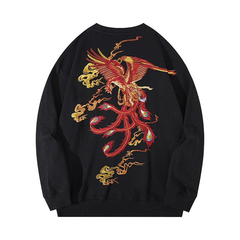 National trend men clothing heavy industry Phoenix embroidery heavy sweatshirt new top casual national trend