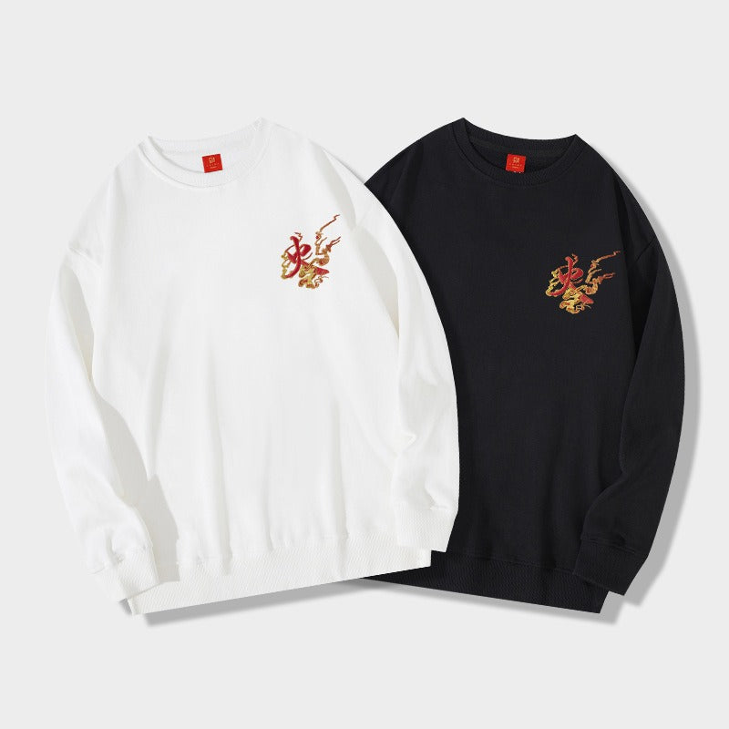 National trend men clothing heavy industry Phoenix embroidery heavy sweatshirt new top casual national trend