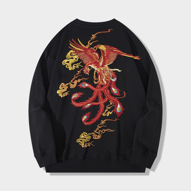 National trend men clothing heavy industry Phoenix embroidery heavy sweatshirt new top casual national trend