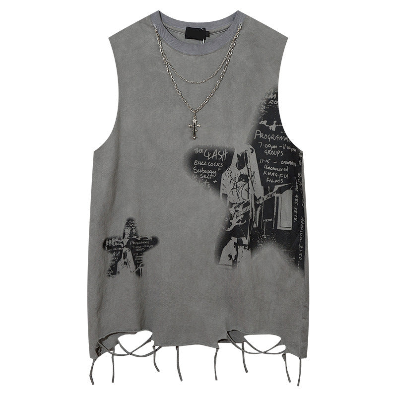 Design Letter Sleeveless for Men and Women Loose Sports Wear