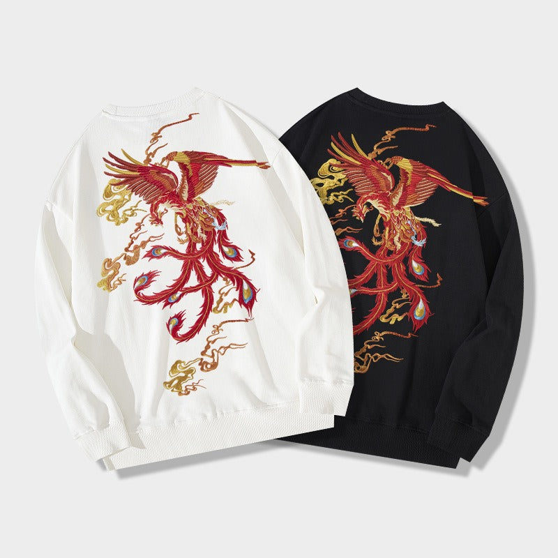 National trend men clothing heavy industry Phoenix embroidery heavy sweatshirt new top casual national trend