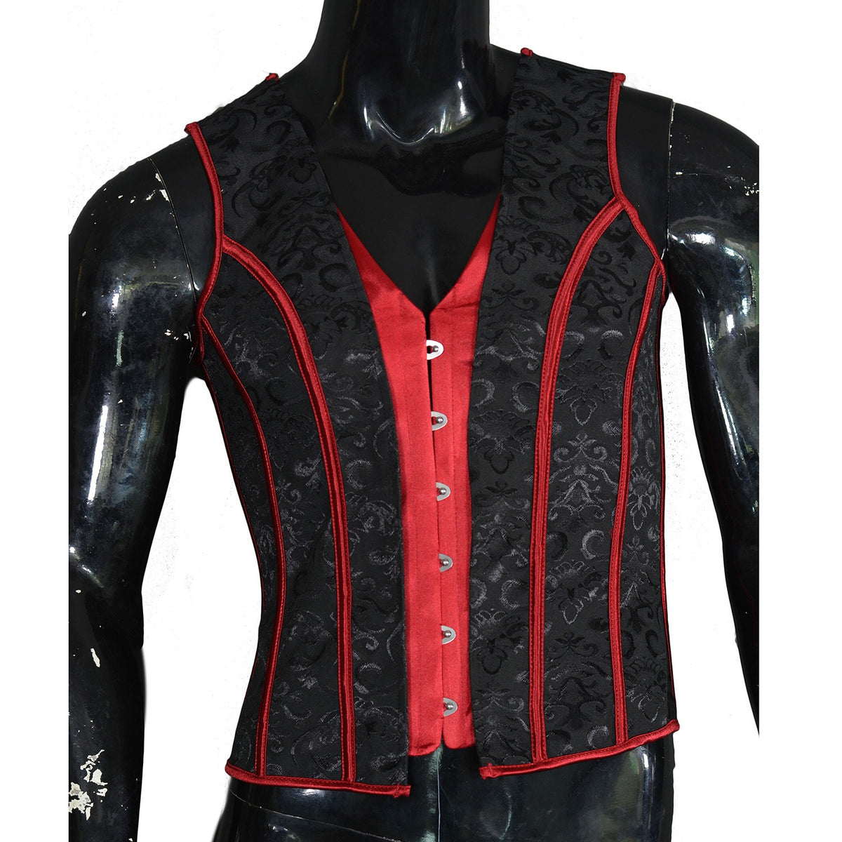 Classic black and red color shaping tops gothic vest corset men clothing