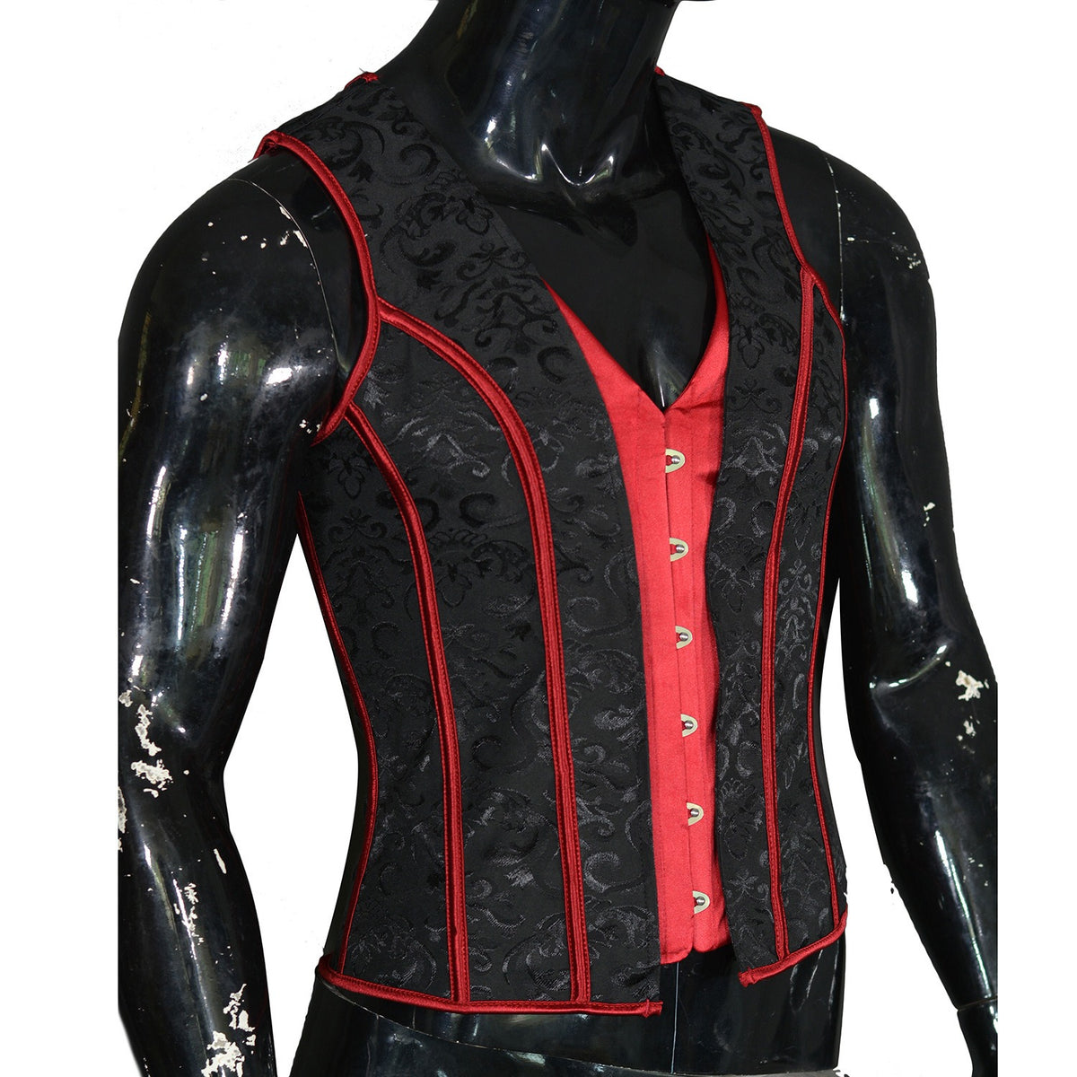 Classic black and red color shaping tops gothic vest corset men clothing